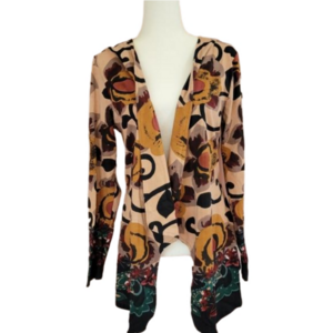 Vintage 90s Take Two Open Front Waterfall Cotton Cardigan Size Medium EUC